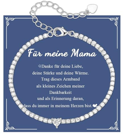 VNOX Geschenke für Frauen Herz Armband - Silber Tennisarmband für Mama Gold Armbänder für Werdende Mutter, Freundin Tochter Geschenk Armband für Geburtstag Abschluss