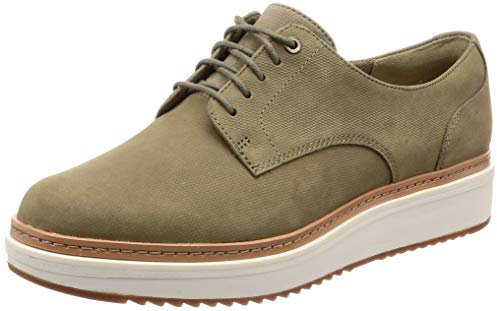 Clarks Teadale Rhea, Zapatos de Cordones Derby Mujer, Verde (Olive Nubuck-), 39.5 EU