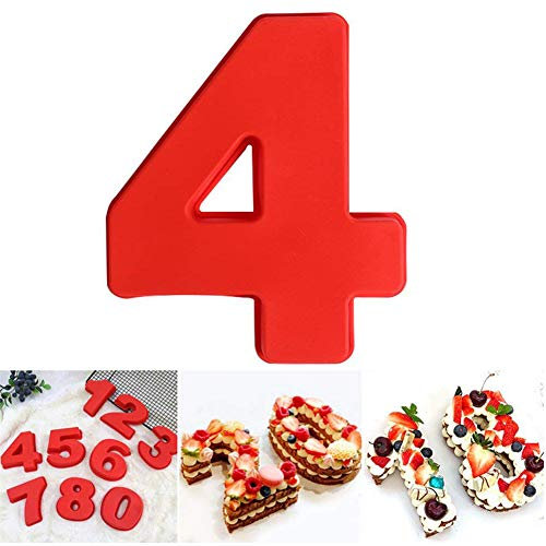 DUBENS Grand nombre 0-9 Moule à gâteau anniversaire de cuisson numéro anniversaire mariage anniversaire gâteau boîte en silicone numéros numéro numéro de silicone boîte de chiffres (4)