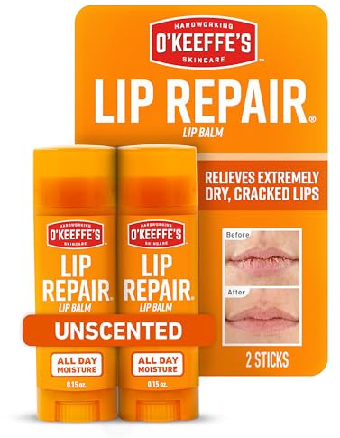 O'Keeffe's Lip Repair Unscented Lip Balm for Dry, Cracked Lips - Stick (Twin Pack) - Moisturizer for Very Dry Lips