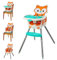Infantino 4-in-1 Highchair - Space-Saving, Multi-Stage Booster and Toddler Chair with Multi-use Meal mat and Dishwasher-Safe Tray, in a Fox-Themed Design naranja