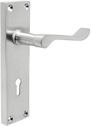 Victorian Scroll Door Handles Lever Latch Satin Chrome Premium Quality - Handlestore® (Lock Set)