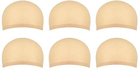 6 Stück Haarnetz für Perücken für Frauen und Männer, Nylon Perückenkappen aus Dehnbarem und Dünnem Strumpfstoff, geschlossenem Ende, Einheitsgröße (Naturbeige)