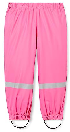 Playshoes Pantaloni fango, salopette antipioggia, fodera in pile, Pantaloni antipioggia antivento e impermeabili Unisex - Bambini e ragazzi, pantaloni rosa, 104