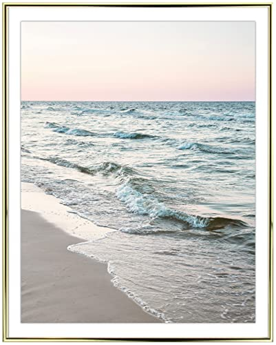 myposterframe Titania Bilderrahmen 30 x 42 cm Aluminium stabil 42 x 30 cm Gold Hochglanz mit Kunstglas Klar 1mm