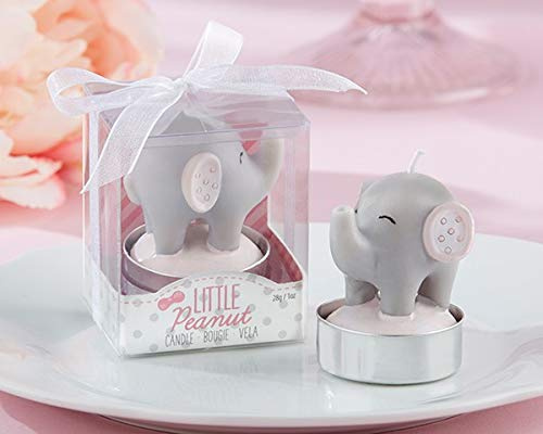 DISOK - Candela Battesimo Elefante in confezione regalo. Candele per battesimo originali (10-Blu)