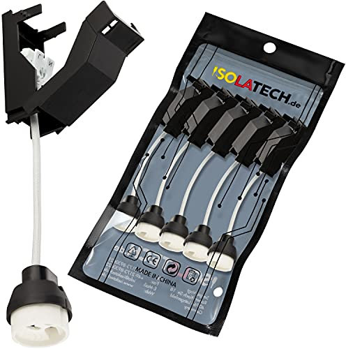 GU10 ignifuge douilles en céramique avec boîte de jonction et connecteur rapide VDE RoHS 230-250 Volt 2A max.100W 0,75mm2 câble LED halogène (ici : 5 pièces)