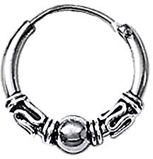 NKlaus einzelne keltische Gothic-Creole Bali aus 925 Silber, 16mm | Celtic-Ohrring im Bali-Stil aus 925 Silber