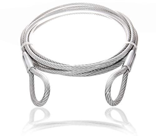 Drahtseile24 Stahlseil ummantelt mit Ösen, Stahlkabel mit Schlaufen, Schlaufenkabel - Diebstahlsicherung für Gartenmöbel, Terrassenmöbel, Fahrrad | Stärke:6mm (4 auf 6) | Länge:20m