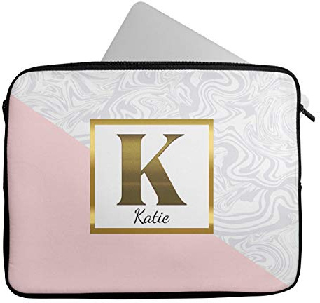 Personalised Any Name Marble Design Laptop Case Sleeve Tablet Bag Chromebook Gift 4 (9-10 inch)