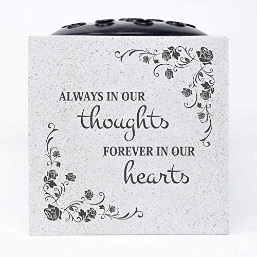 Forever in Our Hearts Rose Memorial Graveside White Flower Bowl Vase Pot