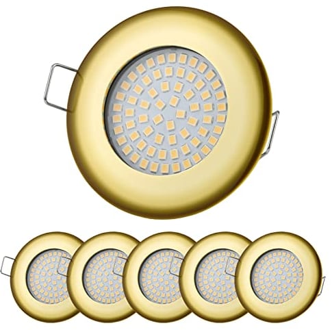 Sweet Led Einbaustrahler flach 6x Spot aus Metall - Deckenspot 3,5W mit 330lm Leuchten 230V Einbauspots, LED Einbauleuchten für Decke (Rund, Goldfarbig, Warmweiss)