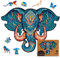 UNIDRAGON Original Wooden Jigsaw Puzzle - Eternal Elephant, 102 pcs, Small 9.6x7.4, Unique Animal Shaped Puzzle Box, Birthday Gift Idea for Kids, Adults, Girls, Boys, Family Game and Hobby