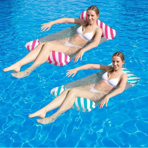 Hamac Gonflable Piscine,Hamac Gonflable,Matelas Gonflable Flottant,Pliable Hamac d'eau,Hamac d'eau 4 en 1,Les Meilleurs Cadeaux d'été pour Adultes et Enfants (Rose)