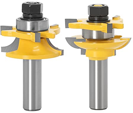 SYJY-SHOP 2 Bit Rail And Stile Router Bit Set 12mm 1/2 Shank Shaker Rail & Stile Router Bits Set Carbide Door Knife Woodworking Tenon Cutter Tools (Cutting Edge Length : NO5 12.7mm shank)