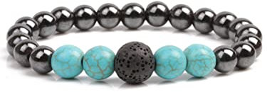 Bracelet de cheville thérapeutique magnétique anti-gonflement en obsidienne noire bracelet de cheville turquoise pierre de lave perles bracelet pour femmes hommes, autres, Pierre