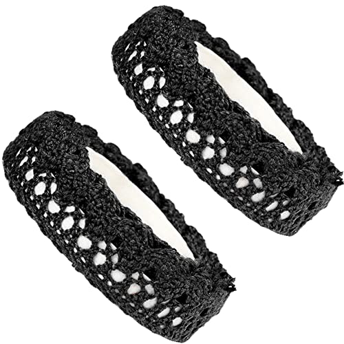 Feelairy 2 Rollen Spitzenband Vintage Dekoband Spitze Bordüre, Selbstklebende Spitzenborte Stoffband Stoff Bänder Spitzen-Tape für Basteln Hochzeit Geschenkband DIY Handwerk (Schwarz)