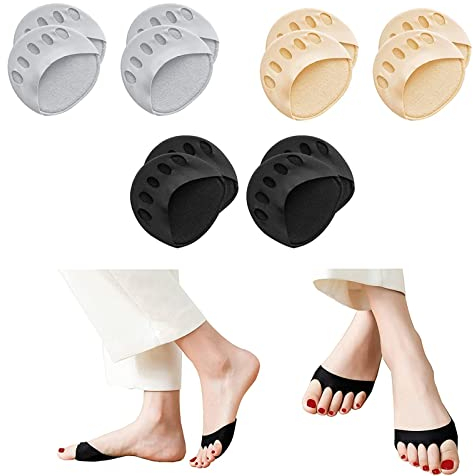 Fußpolster Pads Vorfußpolster, 6 Paar Gel High Heels Vorfuß Schuhe Pads Forefoot Pad Damen Herren Schmerzlinderung Vorbeugung Gel Pads Mittelfußpolster Für High Heels Zum Arbeiten Laufen, 3 Farben