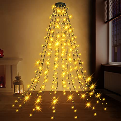 GUSODOR Luci per Albero di Natale, 2M x 16 radici Luminosa dell'albero di Natale 400LED Catena Luci da Natalizie con Timer IP65 Impermeabile lluminazione Decorazione per Albero di Natale Bianco Caldo