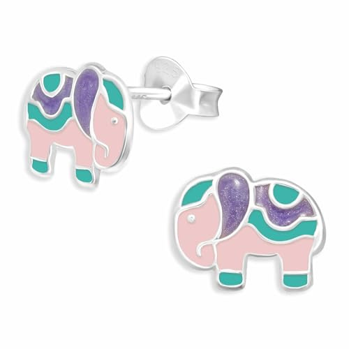 Monkimau Elefanten Ohrstecker Ohrringe aus 925 Silber Schmuck Silberohrringe Medizinisch für Kinder Mädchen Damen Frauen