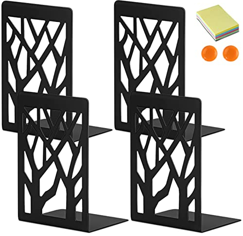 DIFIT Serre Livre, Presse Livre en Métal, 2 Paire Cale Livre, Bloc Livre pour Étagère, Serre Livres pour Livres Lourds, Serre-Livres pour Bureau/Famille, Noir Serre-Livre, bookends 12x9x16cm