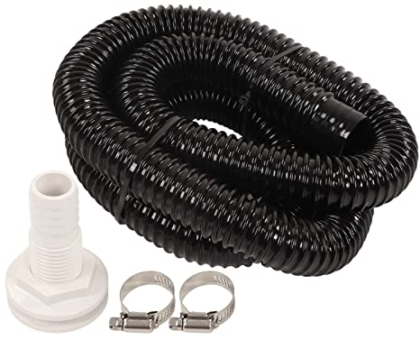Uxsiya Bilge Pump Hose Plumbing Kit, Marine Bilge Pump Hose Kit Thru Hull Fitting 1‑1/8in Dia 6.6ft Long PVC Hose 2pcs Clamp for Boat