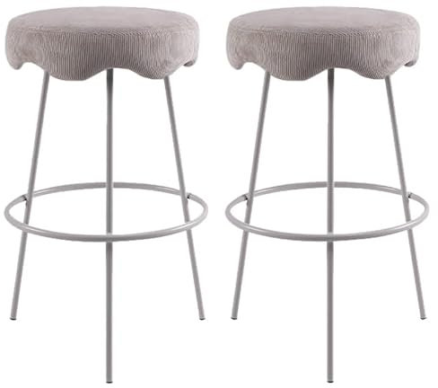 Barstühle Vintage Cord Barhocker 2er Set armlose Esszimmerstühle mit Metallbeinen, Counter Height Barhocker für Home Office Geschäfte Kücheninsel Stuhl