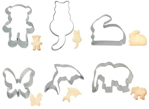 6pcs Cartoon Animal Shape Cookie Cutters, Birthday Party Biscuit Cutter Pastry Mould Set for DIY Baking Cake Fondant Sugarcraft Mold Cake Decorating Tool