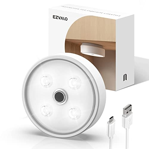 EZVALO Unterbauleuchte Küche LED, Spots Batteriebetrieben 2000mAh, Puck Light Schranklicht Kabellos, Schrankbeleuchtung Batteriebetrieben 5000K (1 Stück)