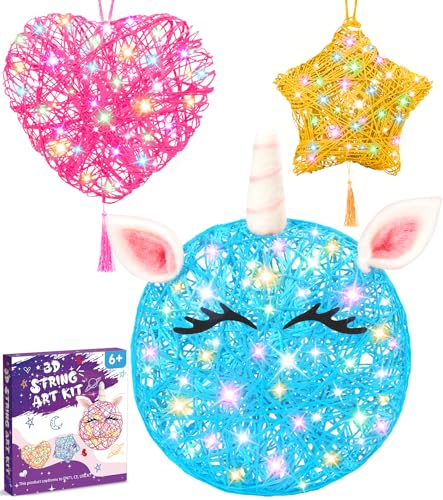 Ophy Basteln Mädchen, 3D String Art Kit für Kinder mit 20 mehrfarbige LED-Lampen Und 6 Luftballons Geschenk Mädchen 6-12 Jahre Bastelset für Kinder Geburtstags Geschenk, DIY Laternen Kunst Bastelsets