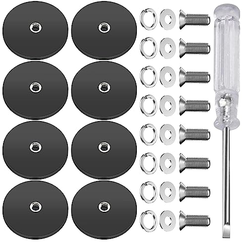 Nizirioo Neodym Magnete Gummiert Extra Stark 8 Stück Groß Magnete Stark Ø 43mm mit M6 Außengewinde und Schraubendreher 10 kg Haftkraft, Magneten Schraubbar für Schrauben Öse oder Haken
