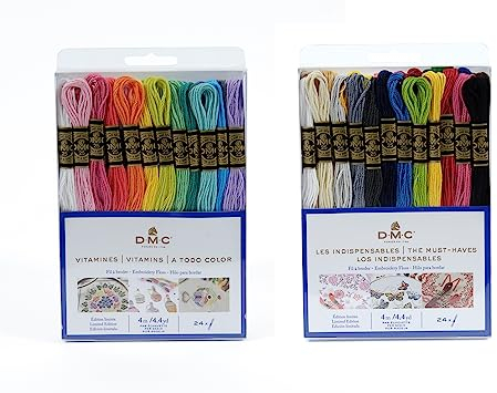 DMC - Sortiment von Garnen, speziell gemahlen, 117 MC – Farben Vitamine & unverzichtbar – 100% Baumwolle – 48 Strängen à 4 m | Stickgarn, ideal für Kreuzstich
