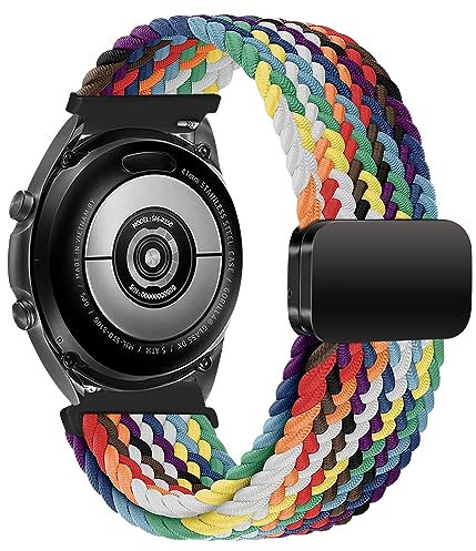 MroTech Compatible avec Samsung Gear S3 Frontier/Galaxy Watch 3 45mm/ 46mm (2019) Bracelet Homme Femme,22mm Nylon Bracelet Magnétique Compatible avec Huawei GT/2e/GT2/GT3/GT4/Pro 46mm,Iridescence
