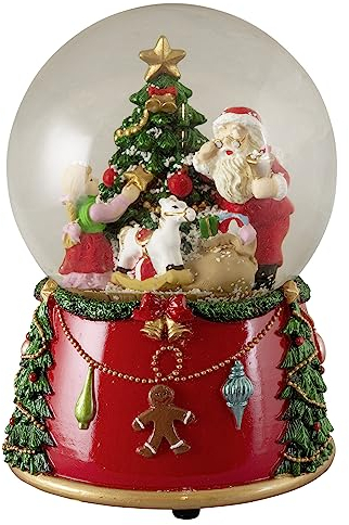 Christmas Paradise Weihnachts-Deko Schneekugel mit Mechanischer Spieluhr (Santa und Baum)