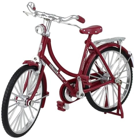 Inyetri Deko Fahrrad Miniatur Mini Fahrrad Modell Spielzeug 1:10 Vintage-Fahrradmodell Fahrrad Miniatur Modell für Kinderspielzeug, Geschenke und Dekoration (Rot)