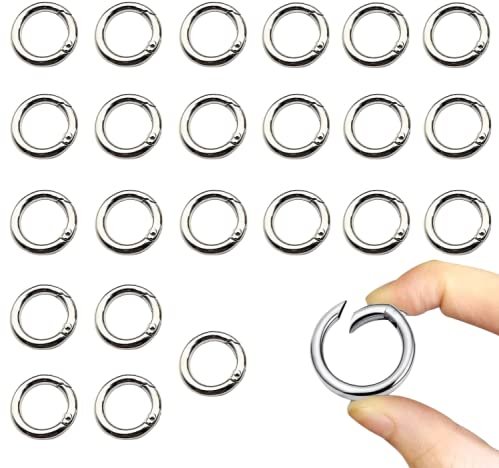 24 Stück Schlüsselanhänger Ringe, 28mm Edelstahl Federverschluss Rund Frühling O-Ring, Schlüsselring DIY Schlüsselanhänger Zubehö für Schlüssel und Handwerk