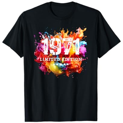 1971 Geburtsjahr limitierte Auflage, Geburtstagszahl, 5 Sterne T-Shirt