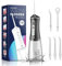JTF Munddusche Kabellos, 300ML Elektrischer Zahnreiniger Zahndusche Waterflosser 4 Modi & 5 Düsen, USB-C Wiederaufladbare, IPX7 Wasserdicht Testsieger für Zähne, Zahnfleisch und Zahnpflege