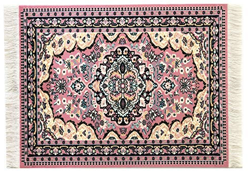 Samsrainbow Carpet Mouse Mat - Office Accessories - Oriental Mini Carpet Computer Accessories Office Supplies, Colourful (Pink)