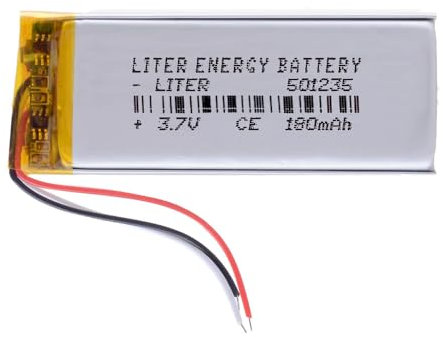 Akku 3 Batteriekabel 501235 LiPo 3.7V 180mAh 0.666Wh 1S 5C Liter Energy Battery Wiederaufladbar mit PCM Thermistor NTC für Elektronik - Nicht geeignet für Funksteuerung 37x12x5mm (3P|180mAh|501235)