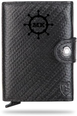 Blade® Personalisiertes Slim Kartenetui für Herren/Damen - Wallet mit Pop-Up-Funktion | Kreditkartenetui mit RFID Schutz | Platz für 6-8 Karten | Individuelles Karten Portemonnaie-CarbonSchwarz
