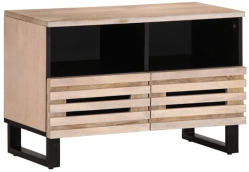 vidaXL Meuble TV Blanc 70x34x46 cm Bois Massif de manguier, Banc TV, Meuble HiFi, Console TV, Buffet TV, Meuble multimédia, Placard TV