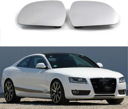 Zyfwzc Espejo Retrovisor Calefactable para Coche para Audi A3 A4 2007-2011,Espejo Retrovisor Antiniebla,Cristal de Espejo Lateral para Coche, 2PS