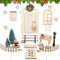 Wichteltür Set Weihnachten, Miniatur Wichtel Zubehör Weihnachten, 30 Stück Wichteltür Komplettset mit wichtel Holz Zaun Schuhe Leiter Miniatur Briefkästen, DIY Geschenk Weihnachten für Kinder