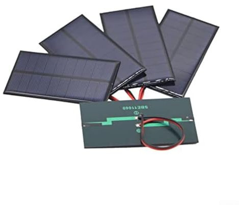 Oniissy Lot de 5 panneaux solaires avec fil de 10 cm, 5 V, 200 mA, kit de cellules solaires photovoltaïques 110 x 80 mm, pour éclairage domestique, science