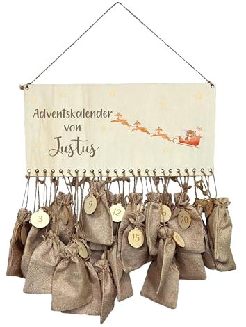 Personalisierter Adventskalender - Weihnachtstiere (Schlitten)