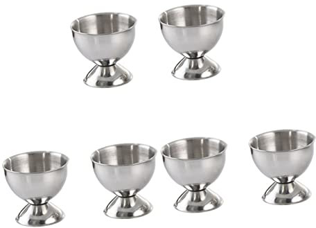 OKUMEYR 6 Pcs Stainless Steel Egg Cup Egg Poacher Rack Upright Egg Holder Egg Poacher Cooker Egg Poacher Organizer Nonstick Cookware Refrigerator Egg Tray Duck Egg Cup Breakfast Tray