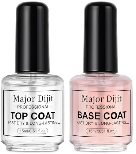 DouborQ Base and Top Coat Nail Polish 15ml/0.5oz Basic Nail Polish Non Gel, Air Dry Fast Nail Polish Protective High-Glossy Shiny Clear Long Lasting Nail Art Manicure at Home
