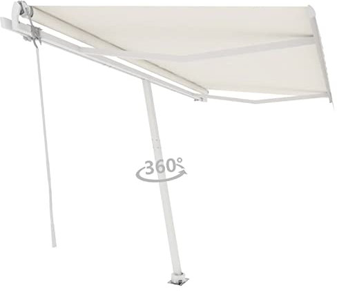 qohoio Tenda da Sole Retrattile Automatica con Palo 400x300 cm Crema,Anti UV,Tenda Sole Retrattile,Tende da Giardino-3069547