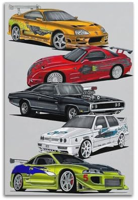 Vintage-Sportwagen-Poster, Rx7, JDM Auto, ästhetisches Tokio, Drift-Autos, dekoratives Gemälde, Leinwand-Kunstbild, 30 x 45 cm